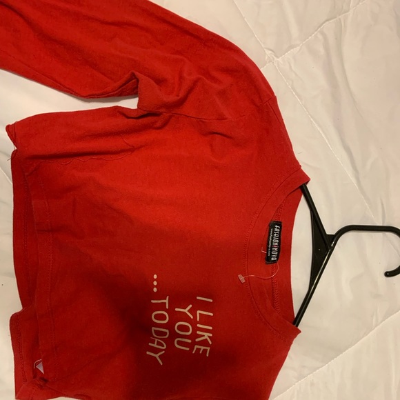 Red long sleeved “I like you...Today” Croptop🦋 - Picture 3 of 3